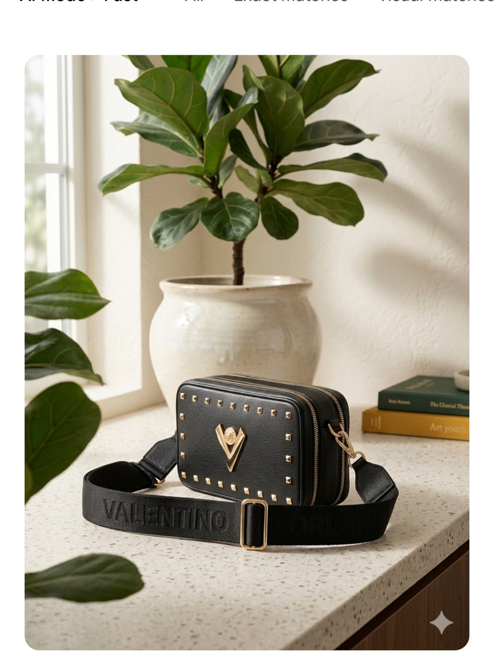 NWT Valentino Orlandi Black Studded Double Zip Crossbody Camera Bag Italy
